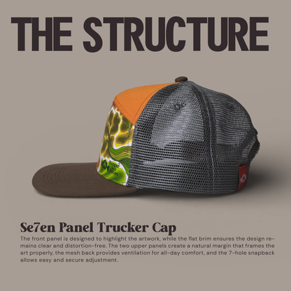 7 Panel Trucker Cap - Crown Shyness